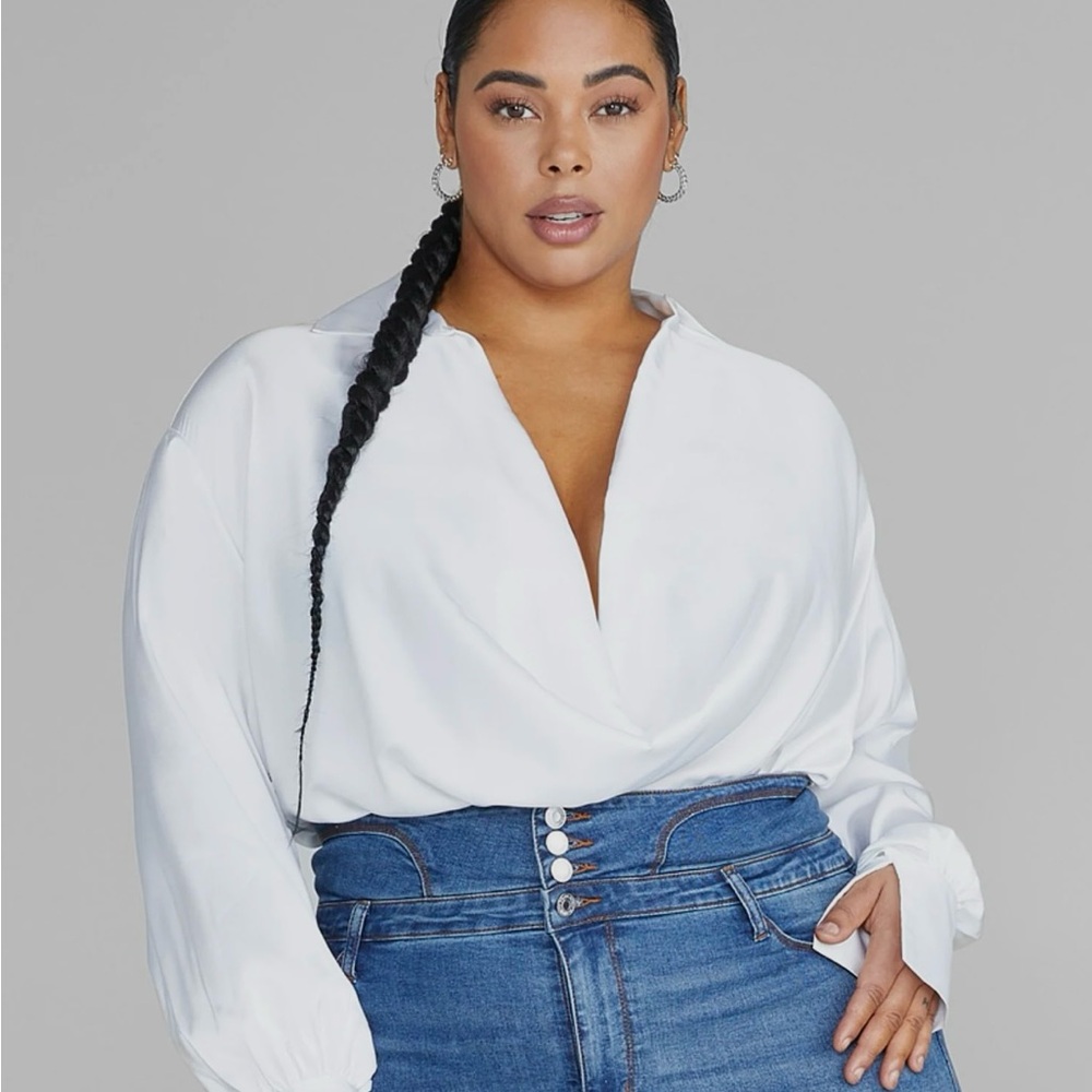 Fashion to Figure Cowl Neck White Blouse